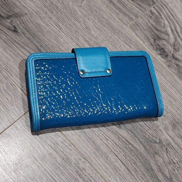 RARE Marc By Marc Jacobs Turquoise Leather&Patent Turnlock Carteira Azul Wallet - Picture 6 of 9